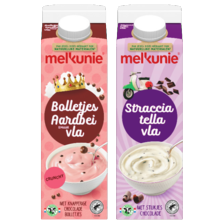 Melkunie Bolletjes vla aardbei of Stracciatella vla